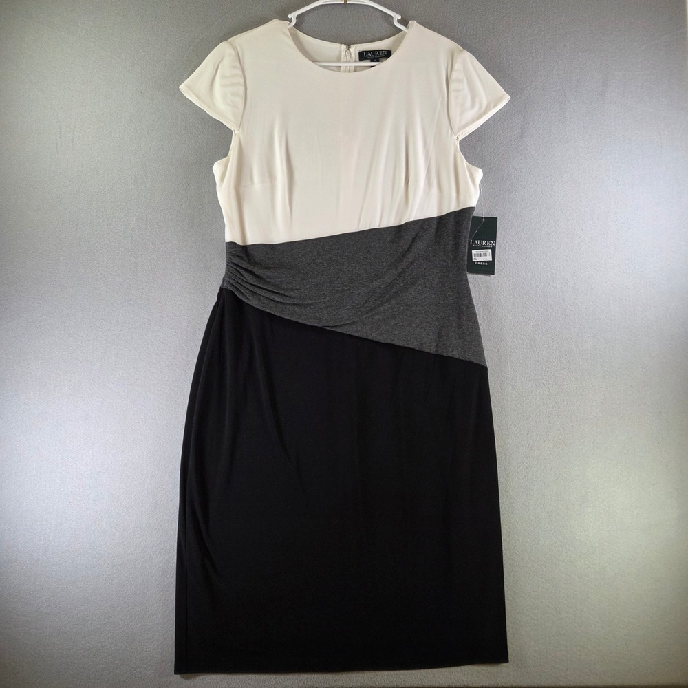 Lauren Ralph Lauren Colorblock Sheath Dress Size 14 NWT Professional